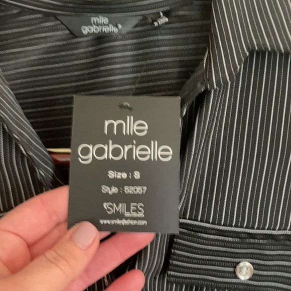 Mlle Gabrielle Black and White Striped Button Up Dress - Picture 5 of 9